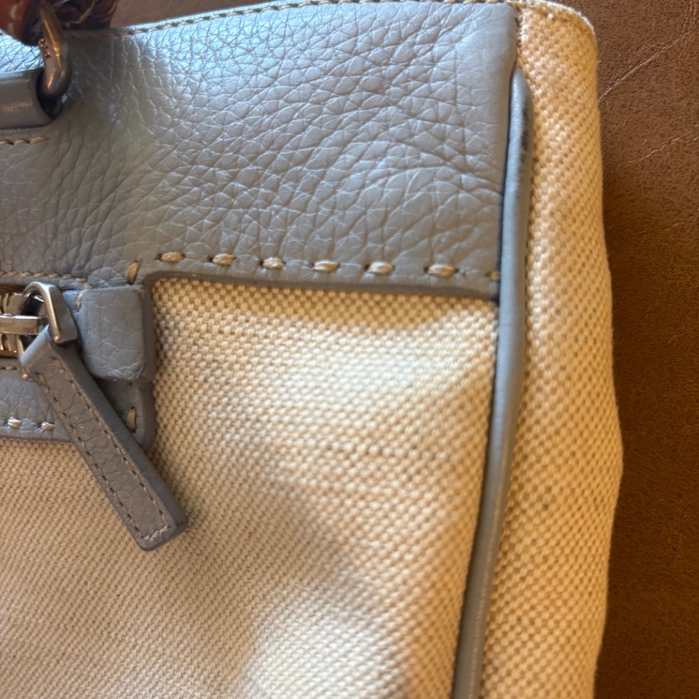 Prada Selleria Canvas Leather Tote linen and pastel Blue - Picture 7 of 9